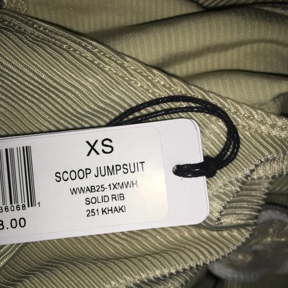 NEW WeWoreWhat Women's Size XS Khaki Ribbed Scoop Neck Jumpsuit - Picture 6 of 8